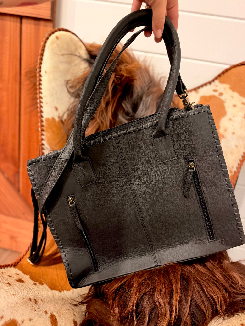 The Doe Creek Tote - Bambi cowhide &  leather / by The Painted Porches