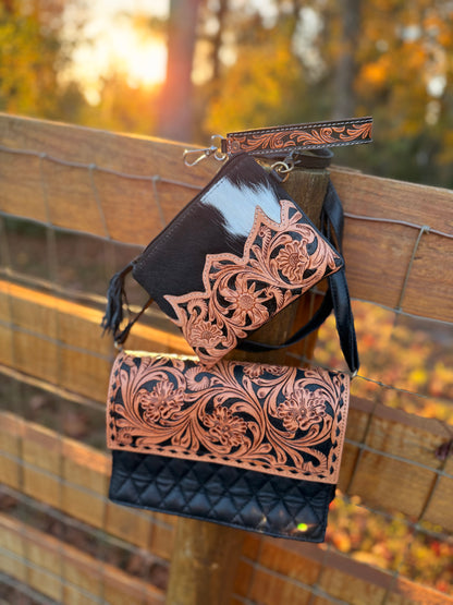 Cowhide/ tooled leather 3 piece set