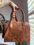 Western Barbie tooled leather speedy bag (L)