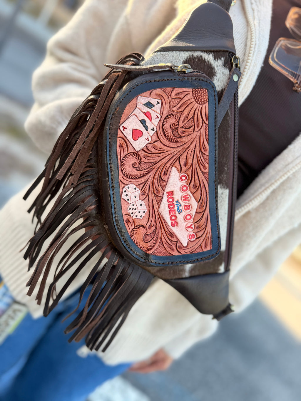 Vegas tooled leather bum bag