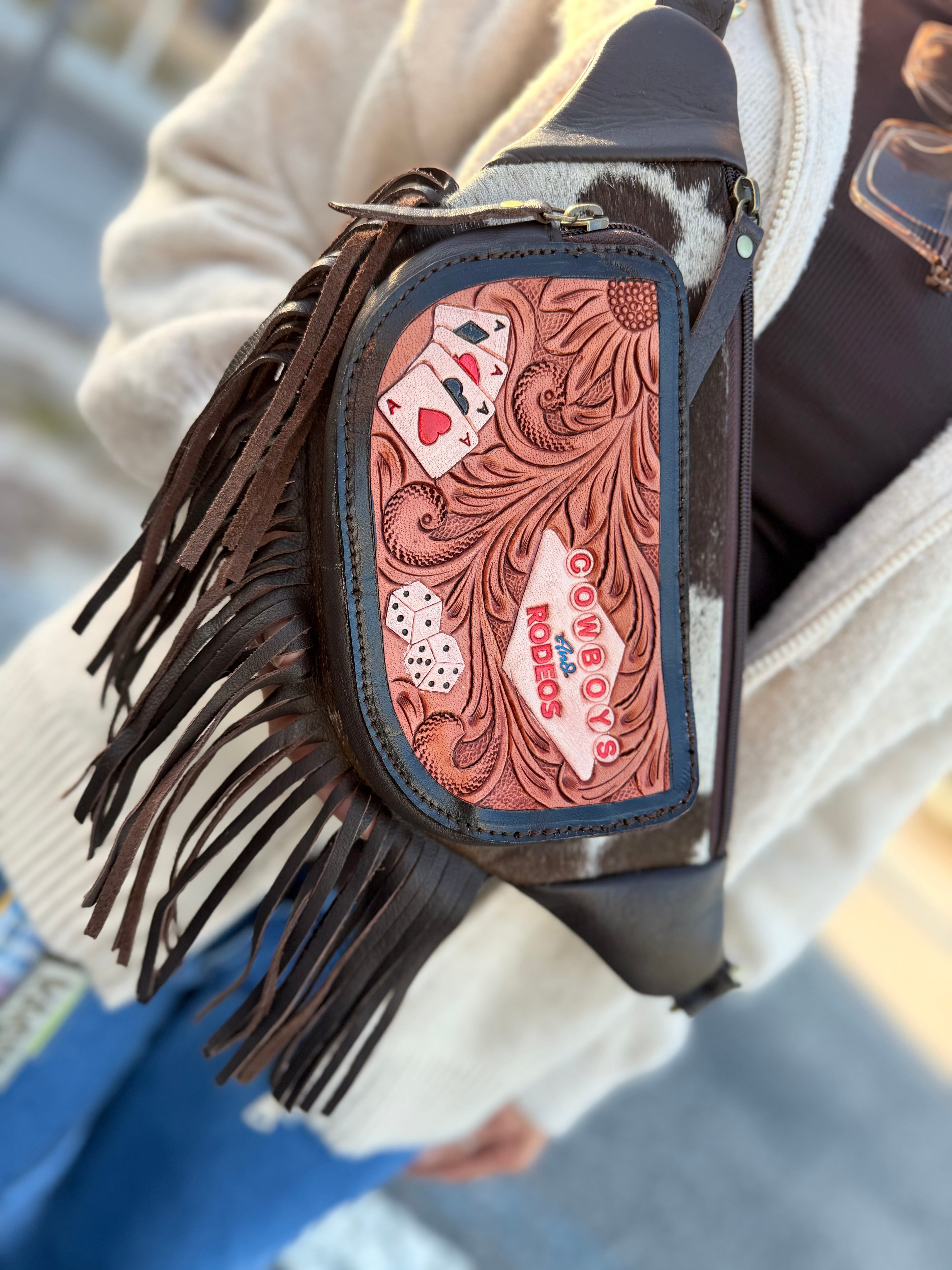Vegas tooled leather bum bag