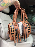 Peanut butter checker tooled leather speedy (M)