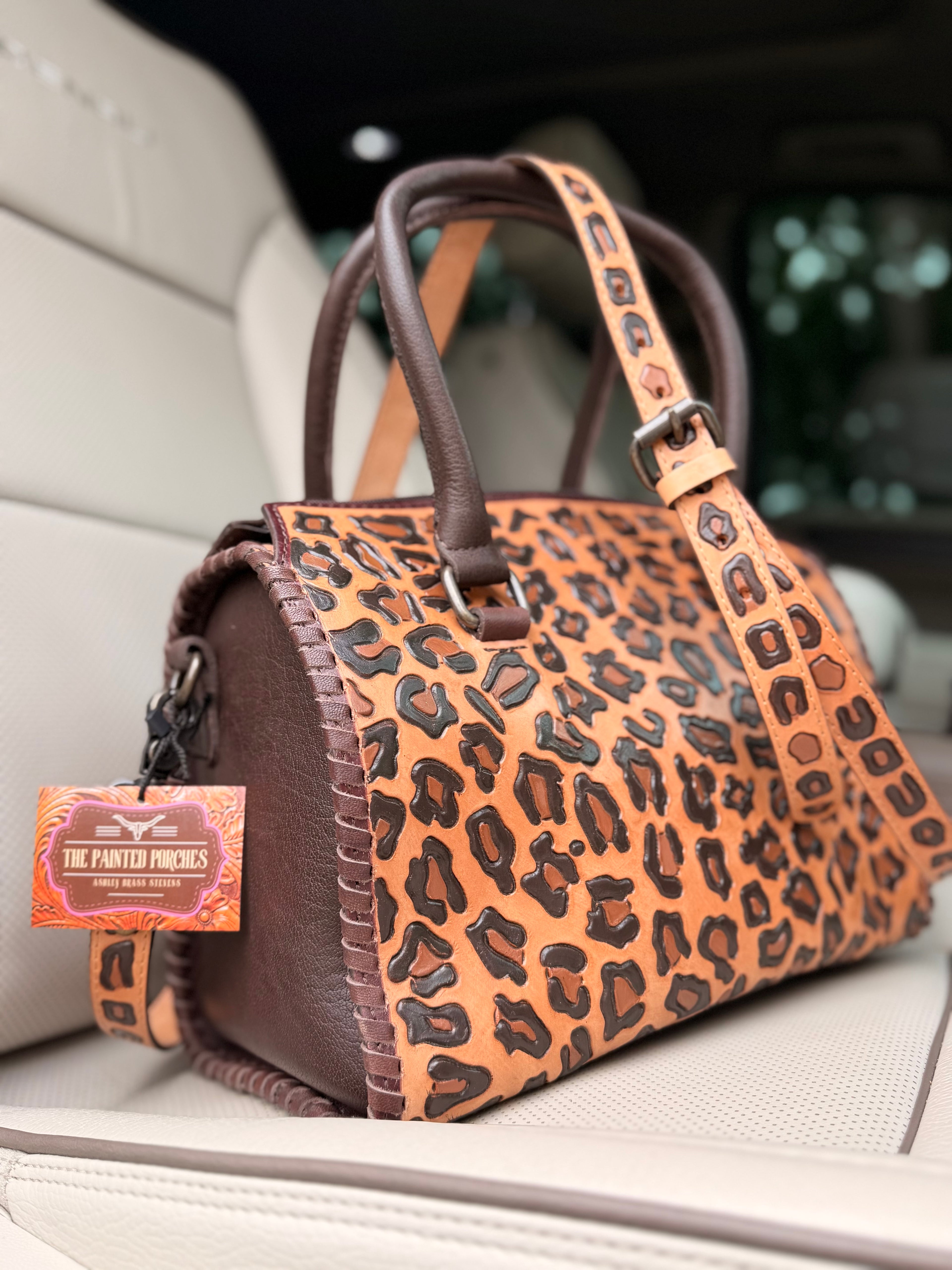 Cheetah (small print) Med/large HAND-PAINTED ARGENTINA LEATHER SPEEDY (very high-quality) exclusive to the painted porches