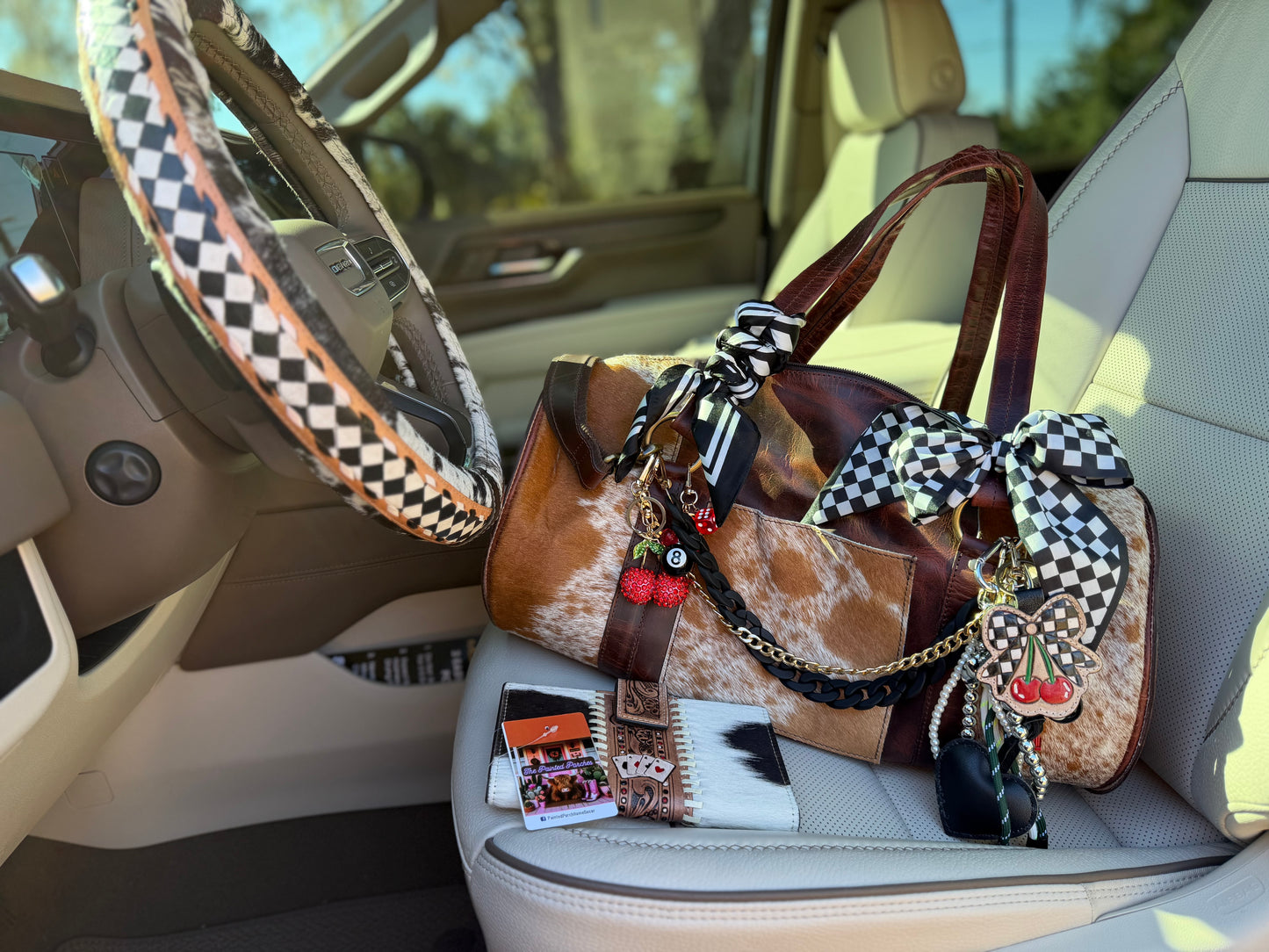 "Lucky Cowgirl duffle " - cowhide tooled leather speedy Duffle