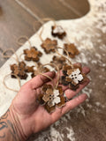 Small cowhide flower ornament set of 8