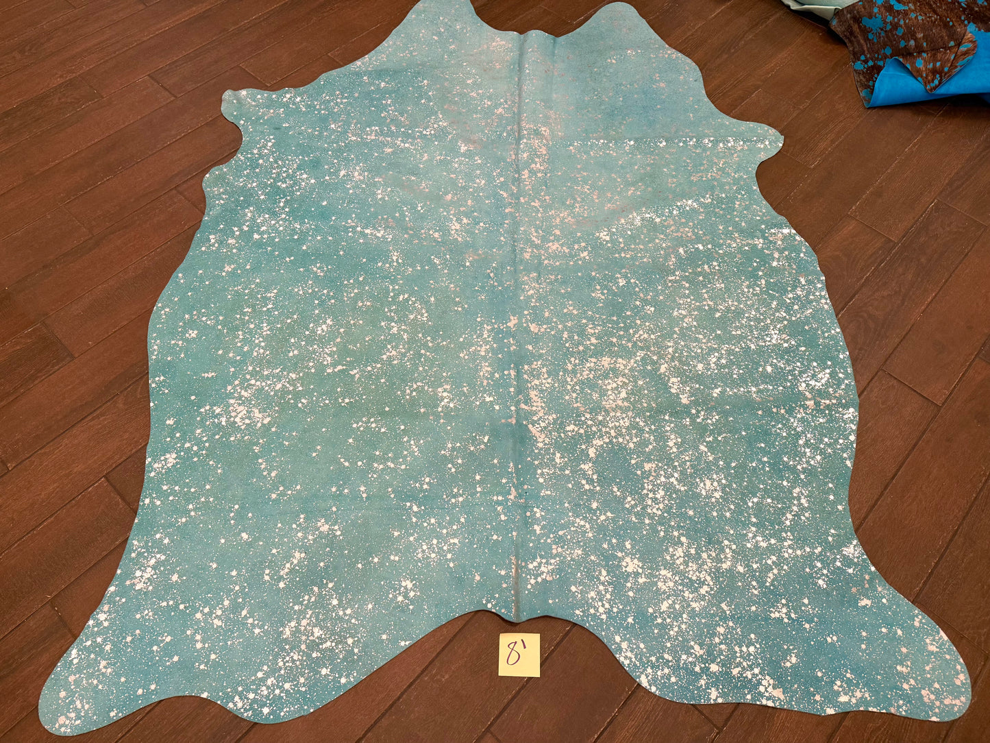 8’ Blue suede acid wash rug