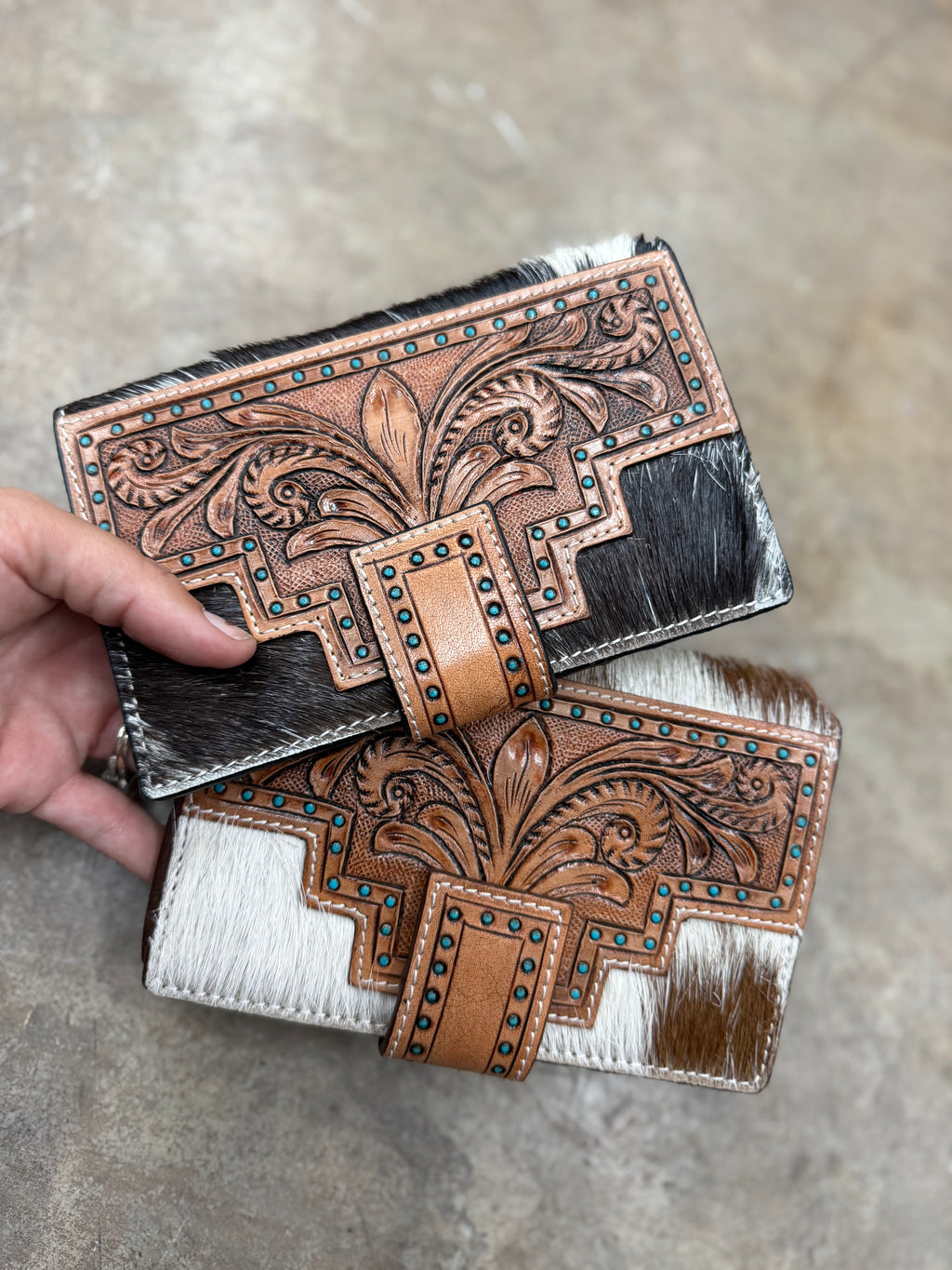 Tooled leather wallet