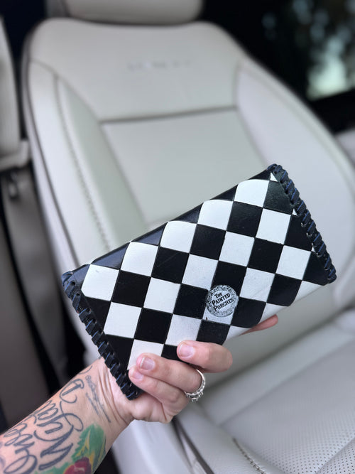 Black/white checker Tooled Wallet