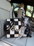 Dark Couture Checks"Loretta" patchwork bag - by The Painted Porches