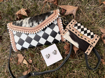 3 piece checker crossbody set available read description