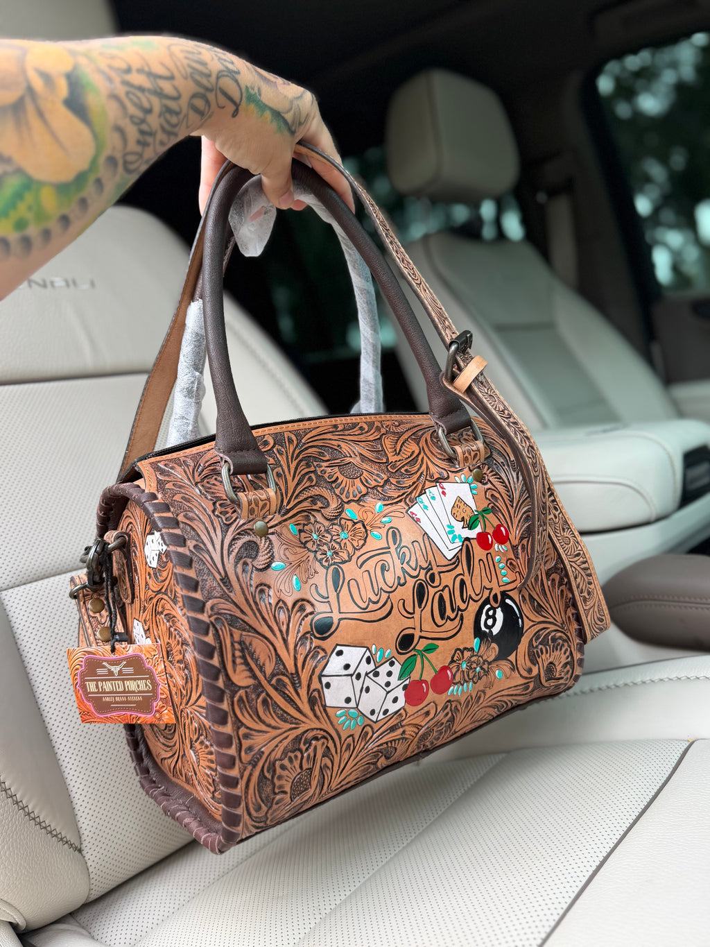 Med/large HAND-PAINTED ARGENTINA LEATHER SPEEDY (very high-quality) exclusive to the painted porches