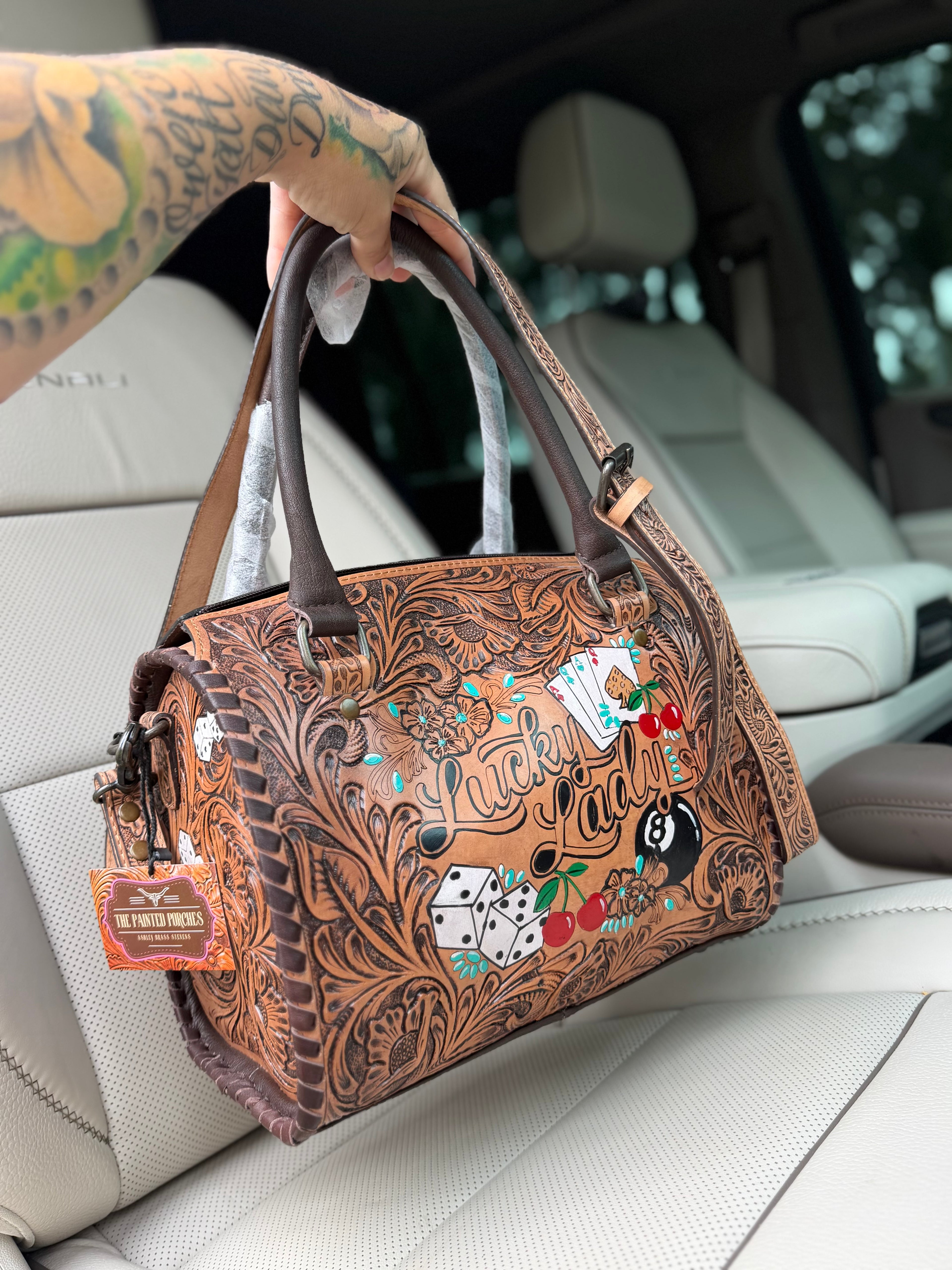 Med/large HAND-PAINTED ARGENTINA LEATHER SPEEDY (very high-quality) exclusive to the painted porches