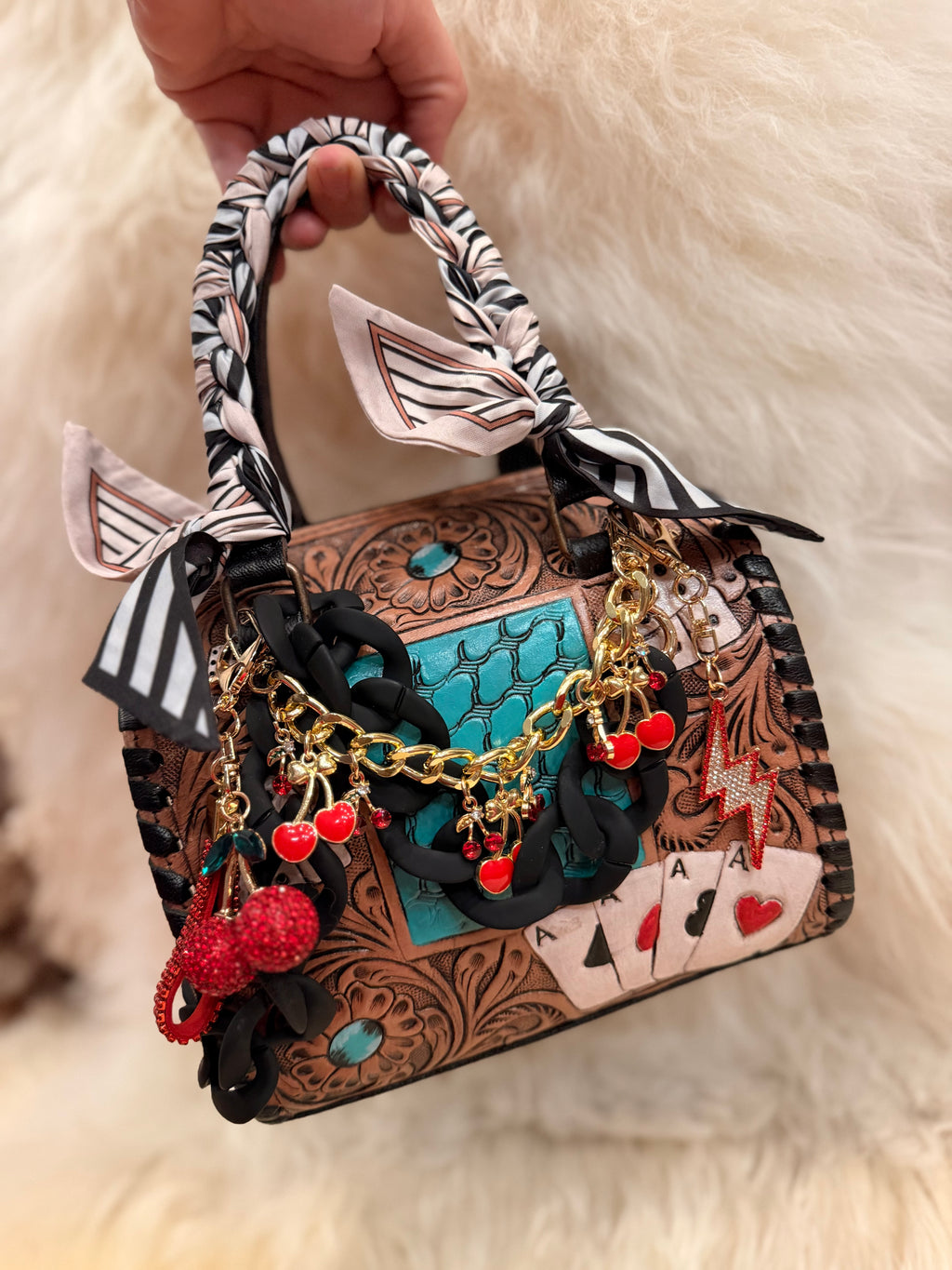 "High Stakes Honey" - tooled leather speedy (mini)