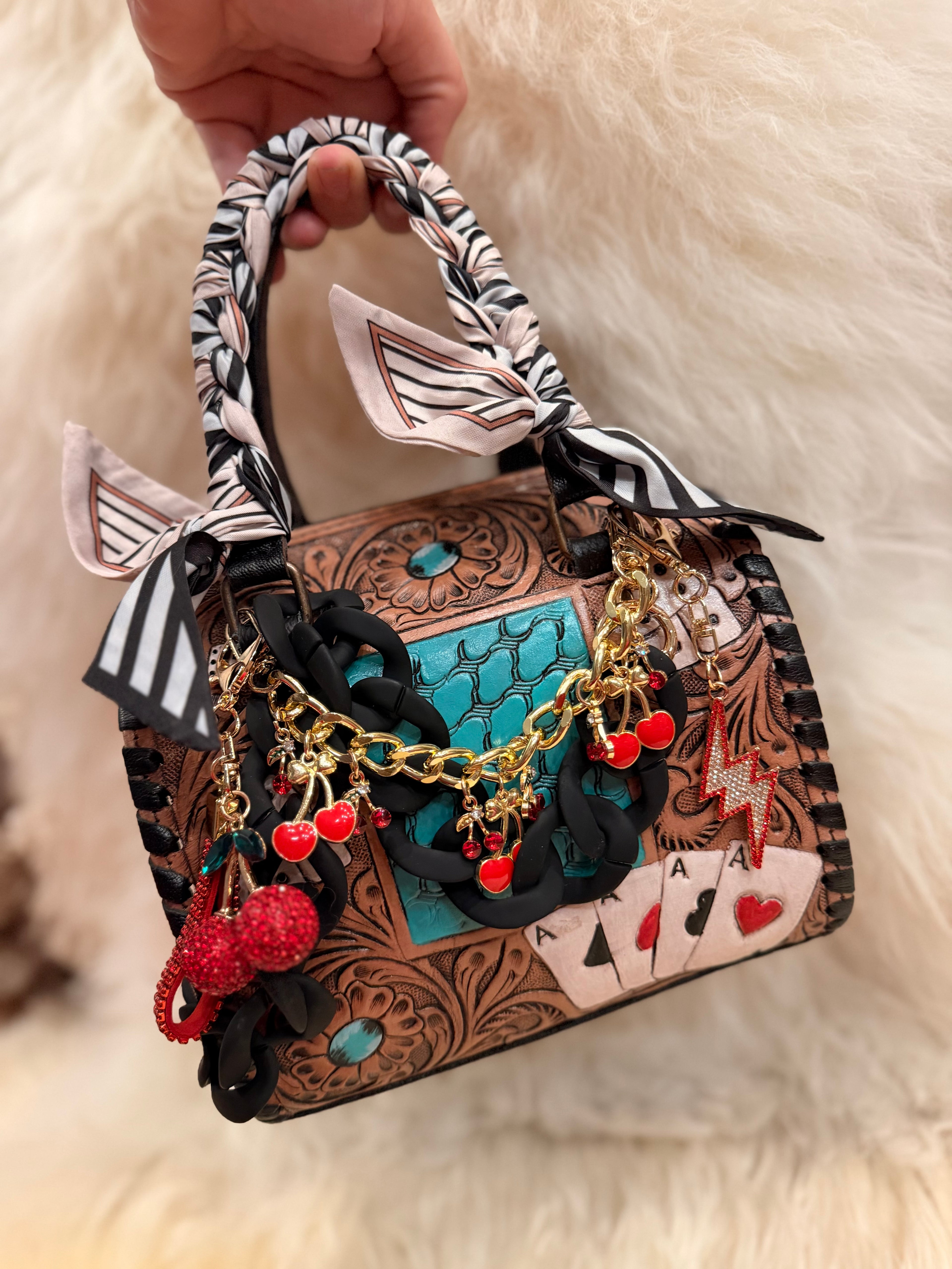 "High Stakes Honey" - tooled leather speedy (mini)