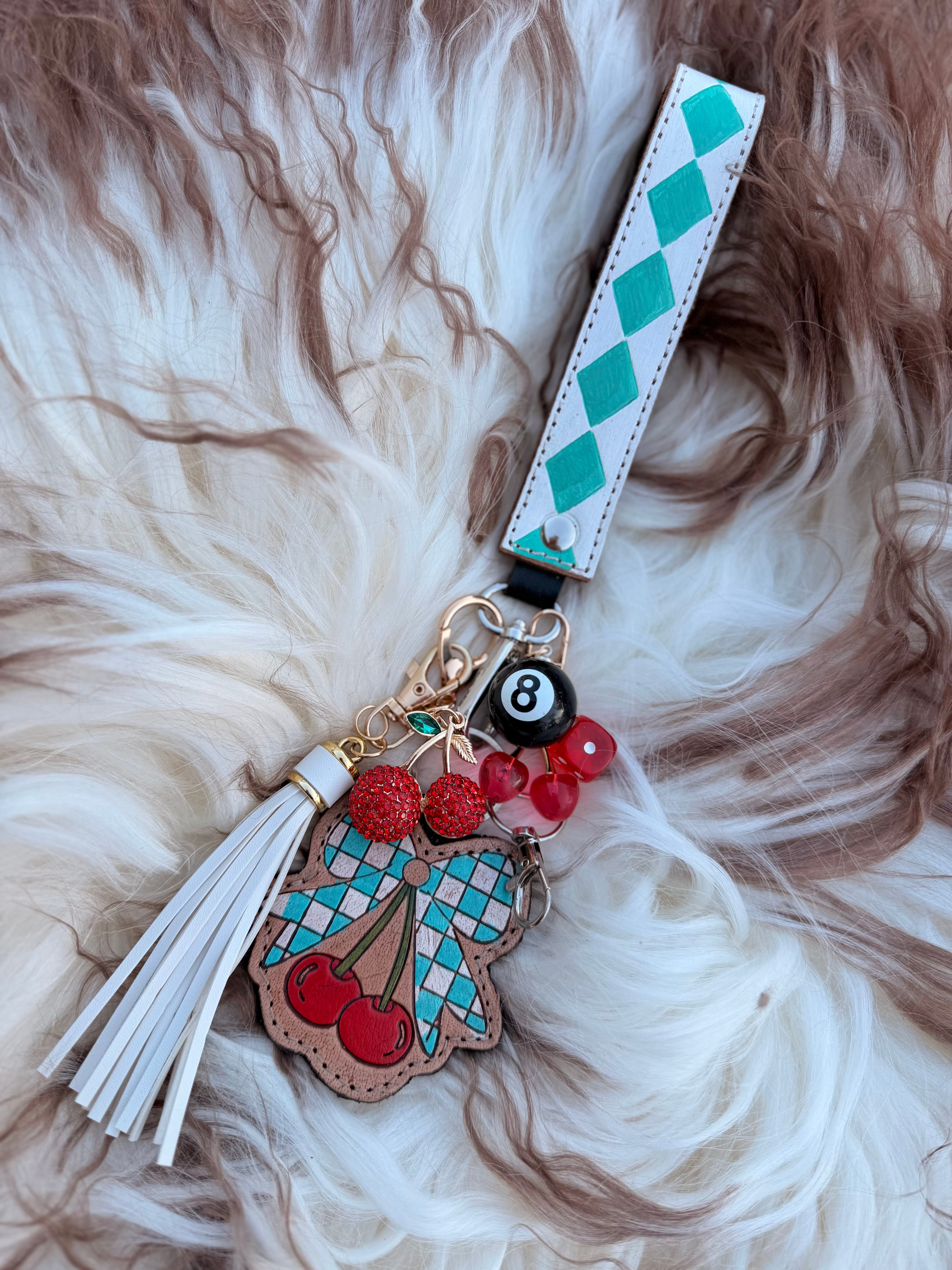 Wristlet checker keychains