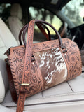 Cowhide tooled leather speedy duffle (L)