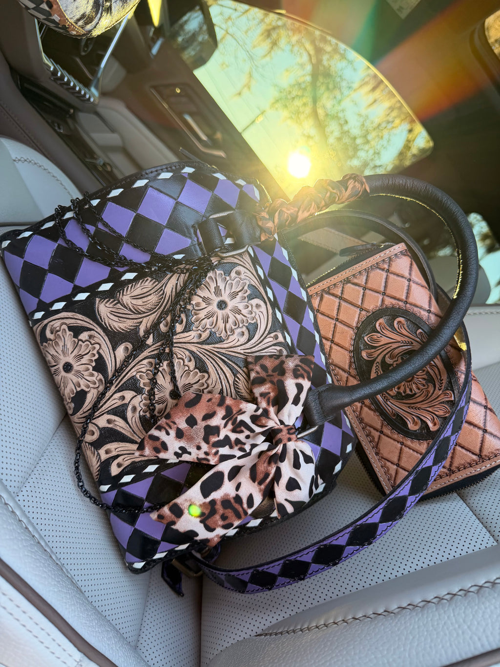 " Amethyst after Dark”- purple  tooled leather speedy (M)