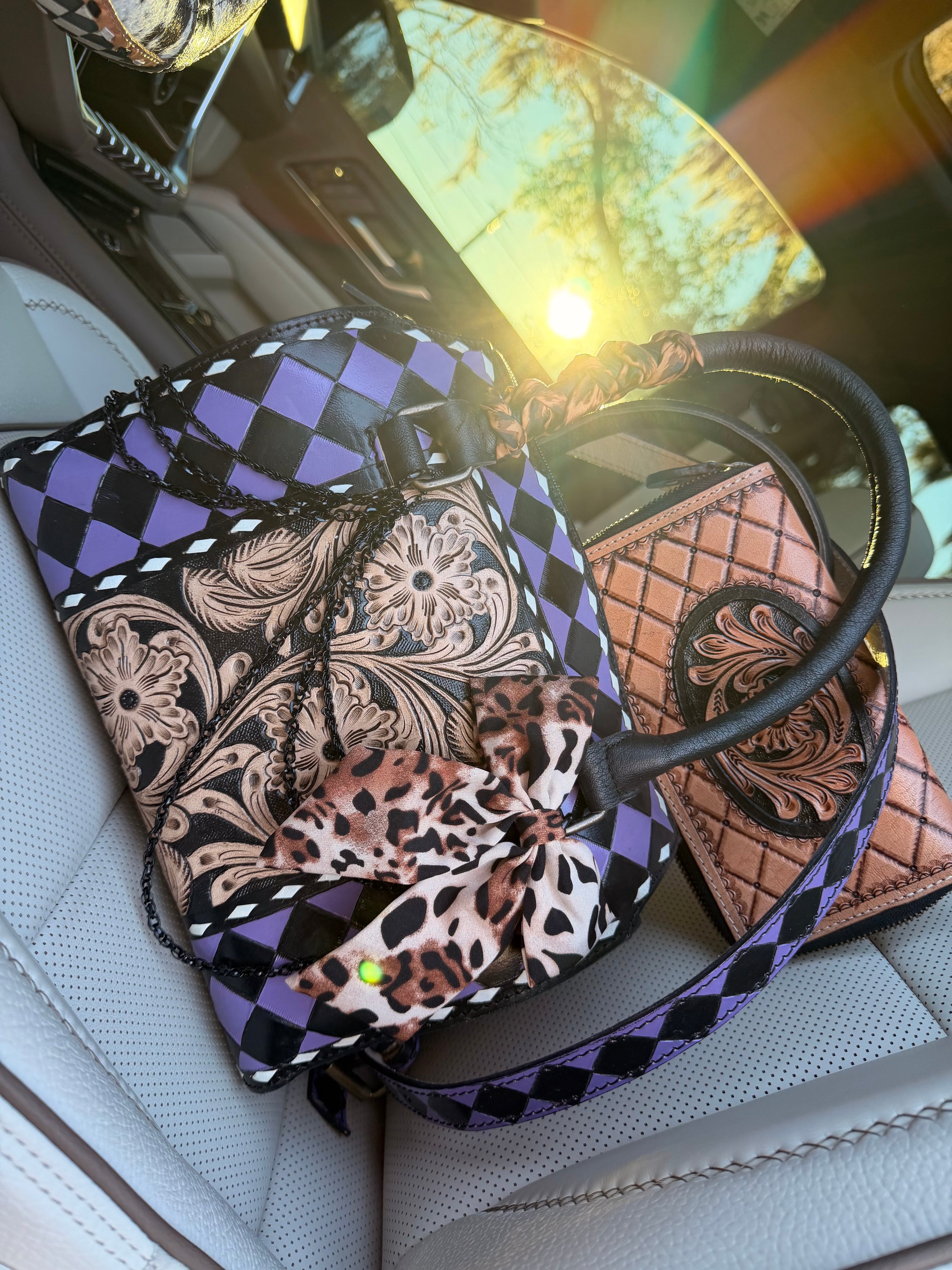" Amethyst after Dark”- purple  tooled leather speedy (M)