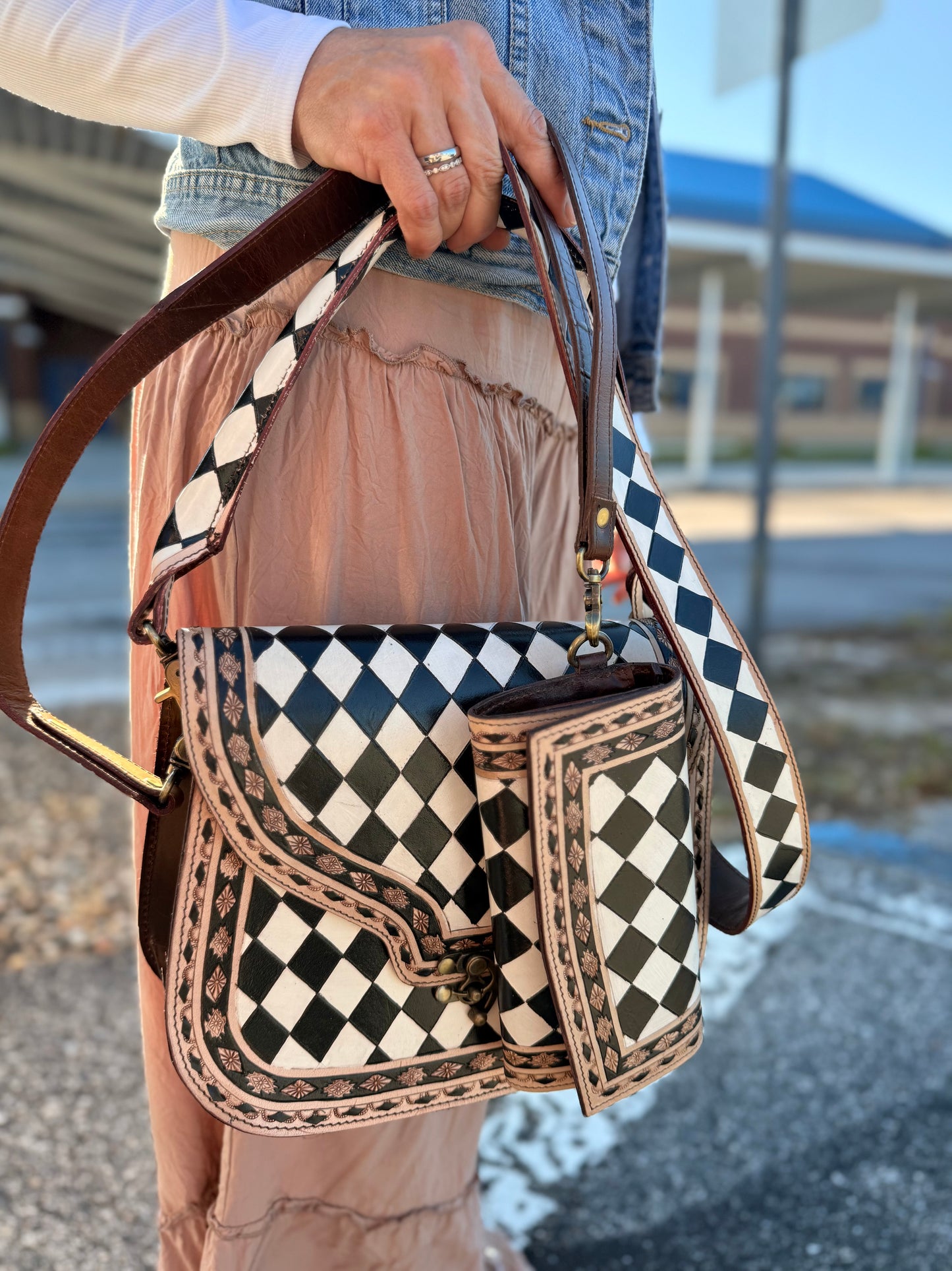 Checker purse and wallet set
