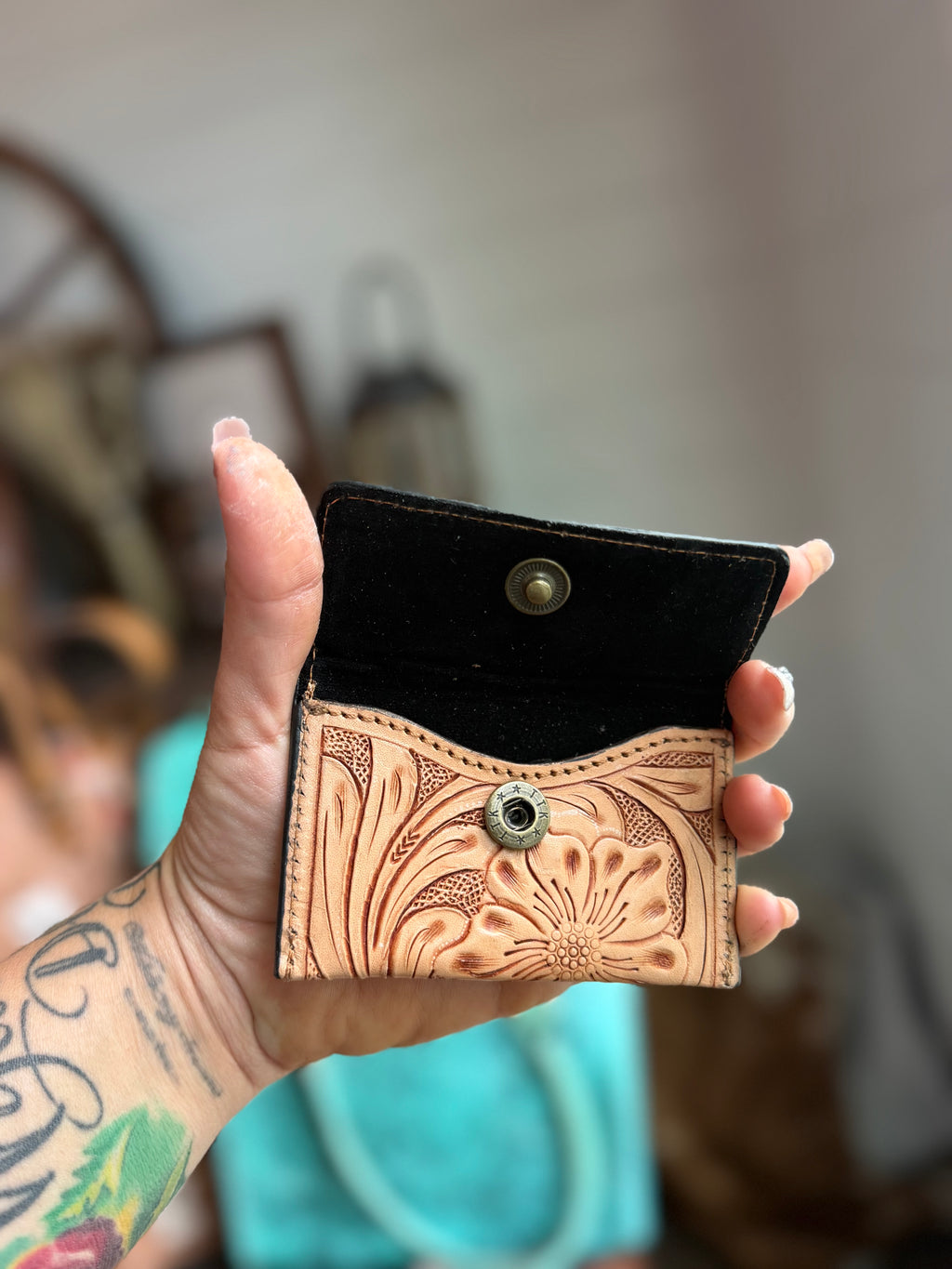 Card holder tooled leather