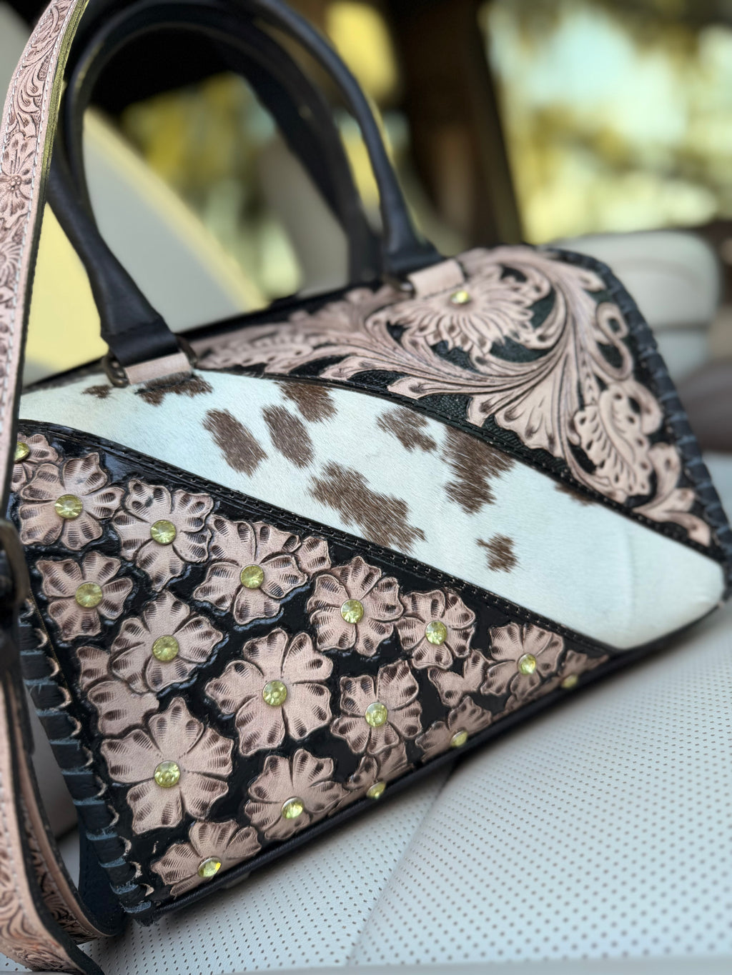 Medium floral studded speedy tote