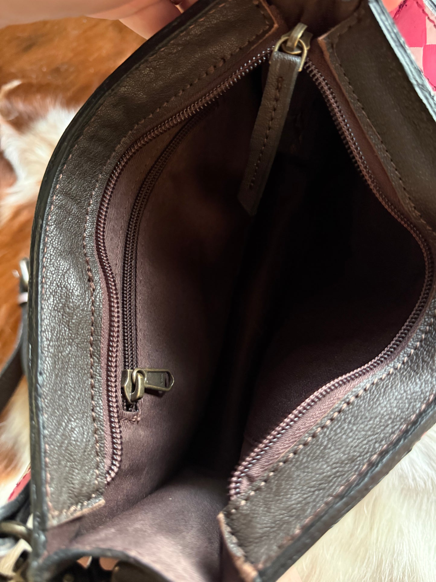 Pink checker Crossbody bag