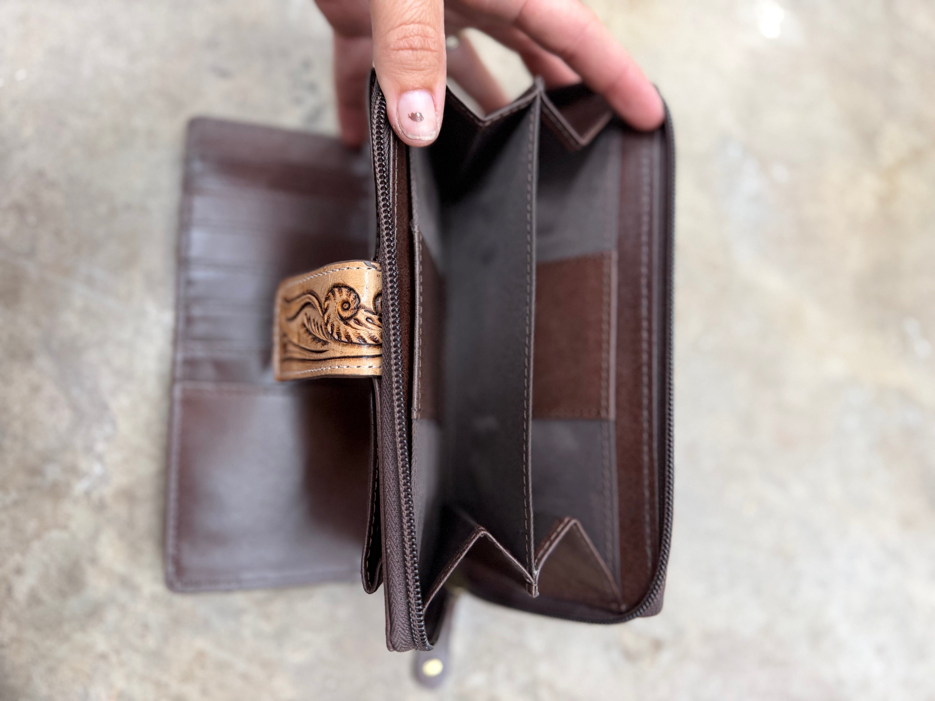 Tooled leather wallet