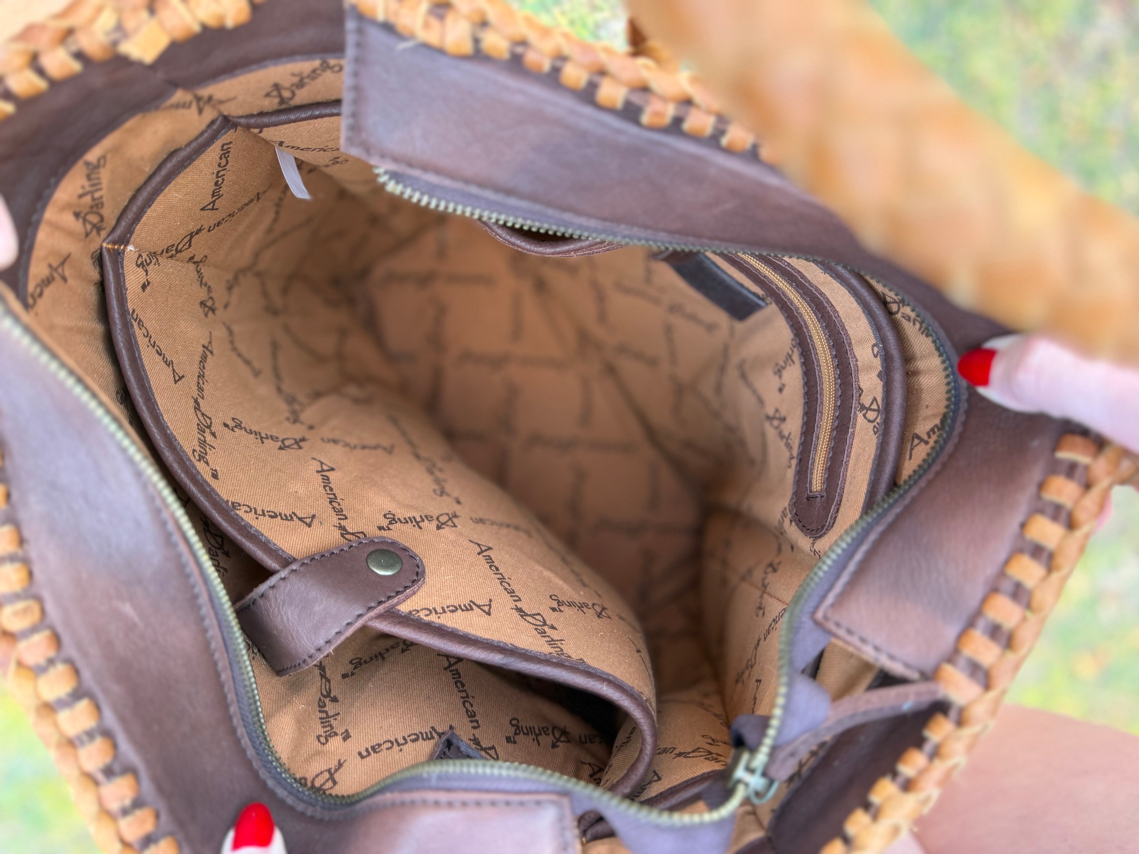 Brown Leather purse with fringe