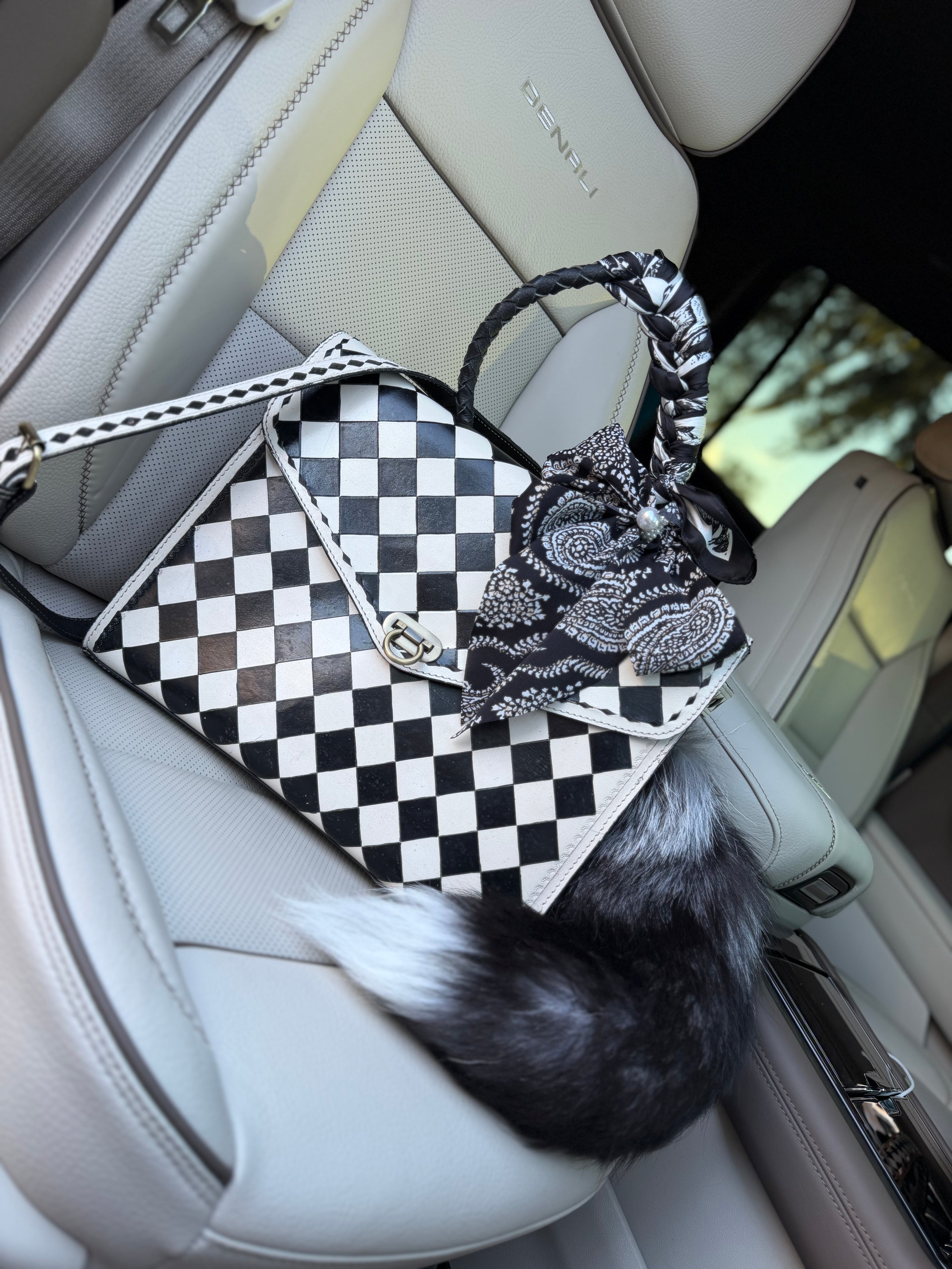 “Fancy Checks” Checker Tote bag 14”x12”x5.5”