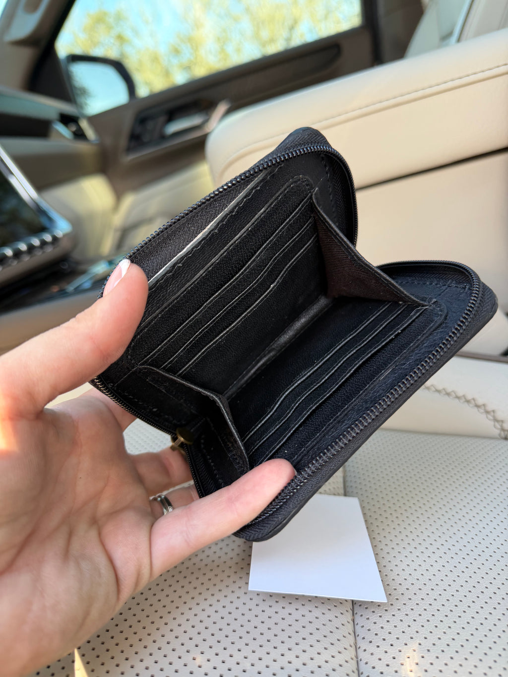 High quality Tooled leather checker small wallet