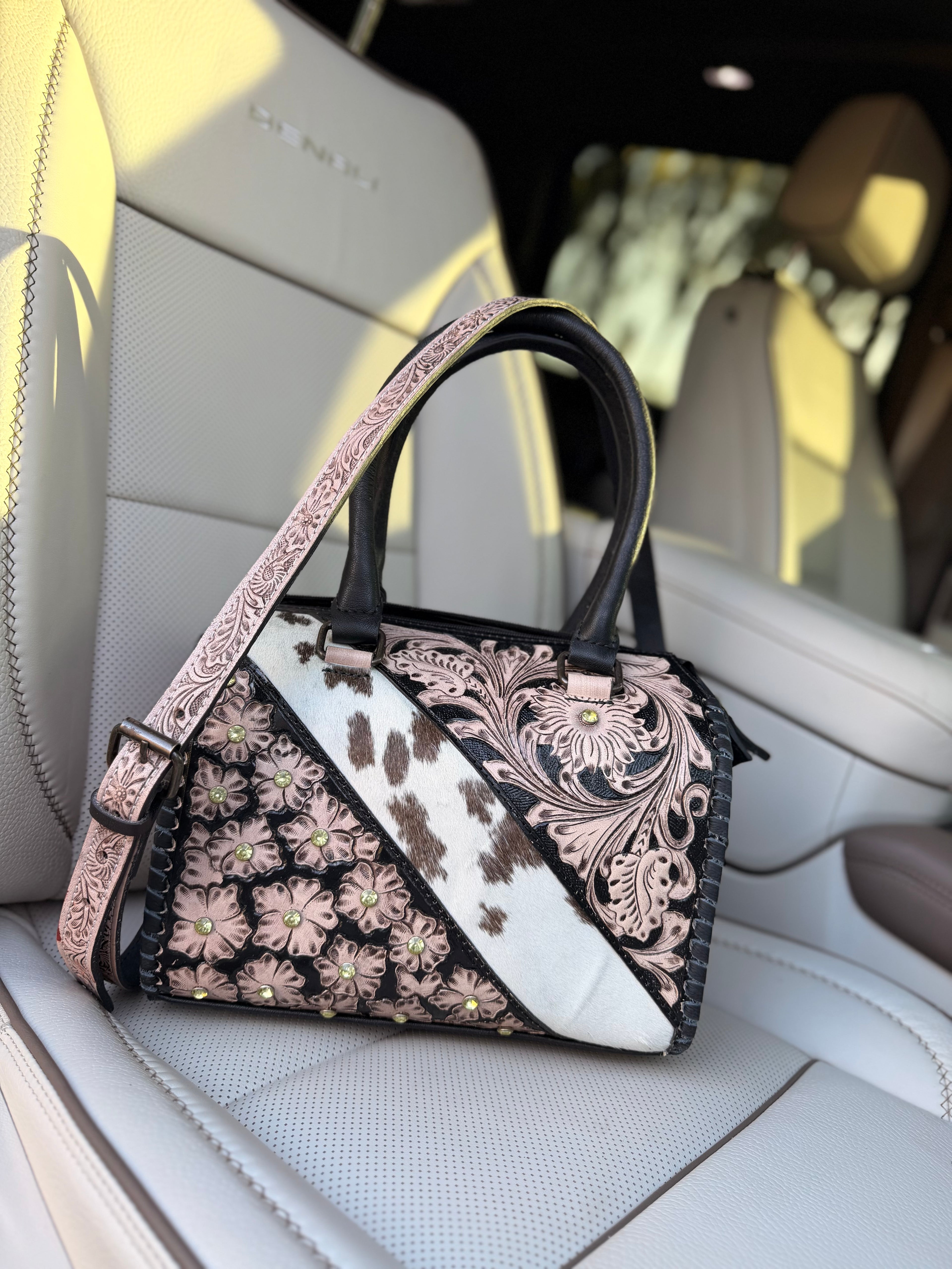 Medium floral studded speedy tote