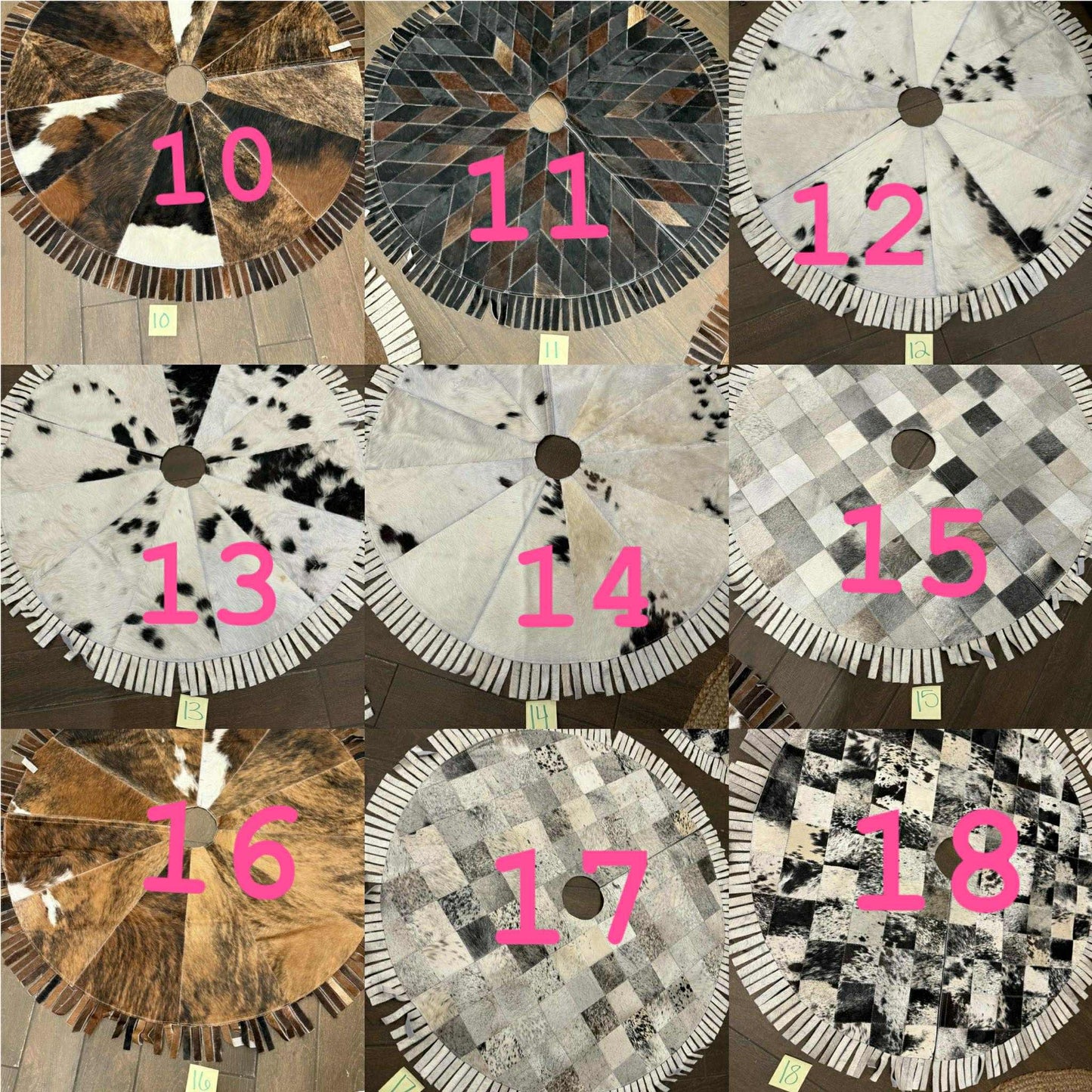 53” cowhide tree skirt - fringe