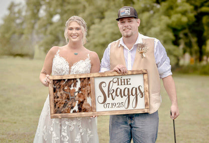 Branding cowhide sign