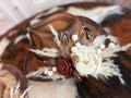 Floral Cowgirl  hat with tooled leather hat belt
