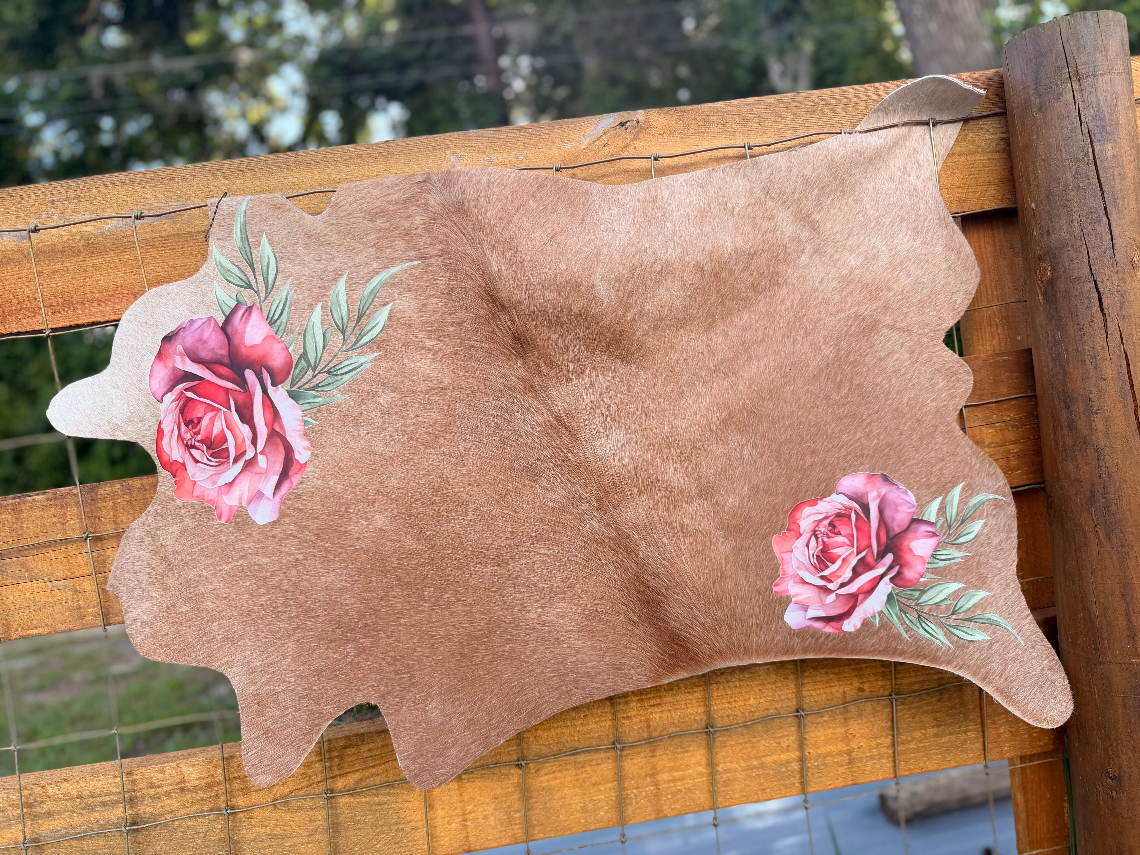 Floral printed calf hide (includes engraving)36”-39”