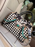 "Risk Taker" - checker tooled leather speedy Duffle