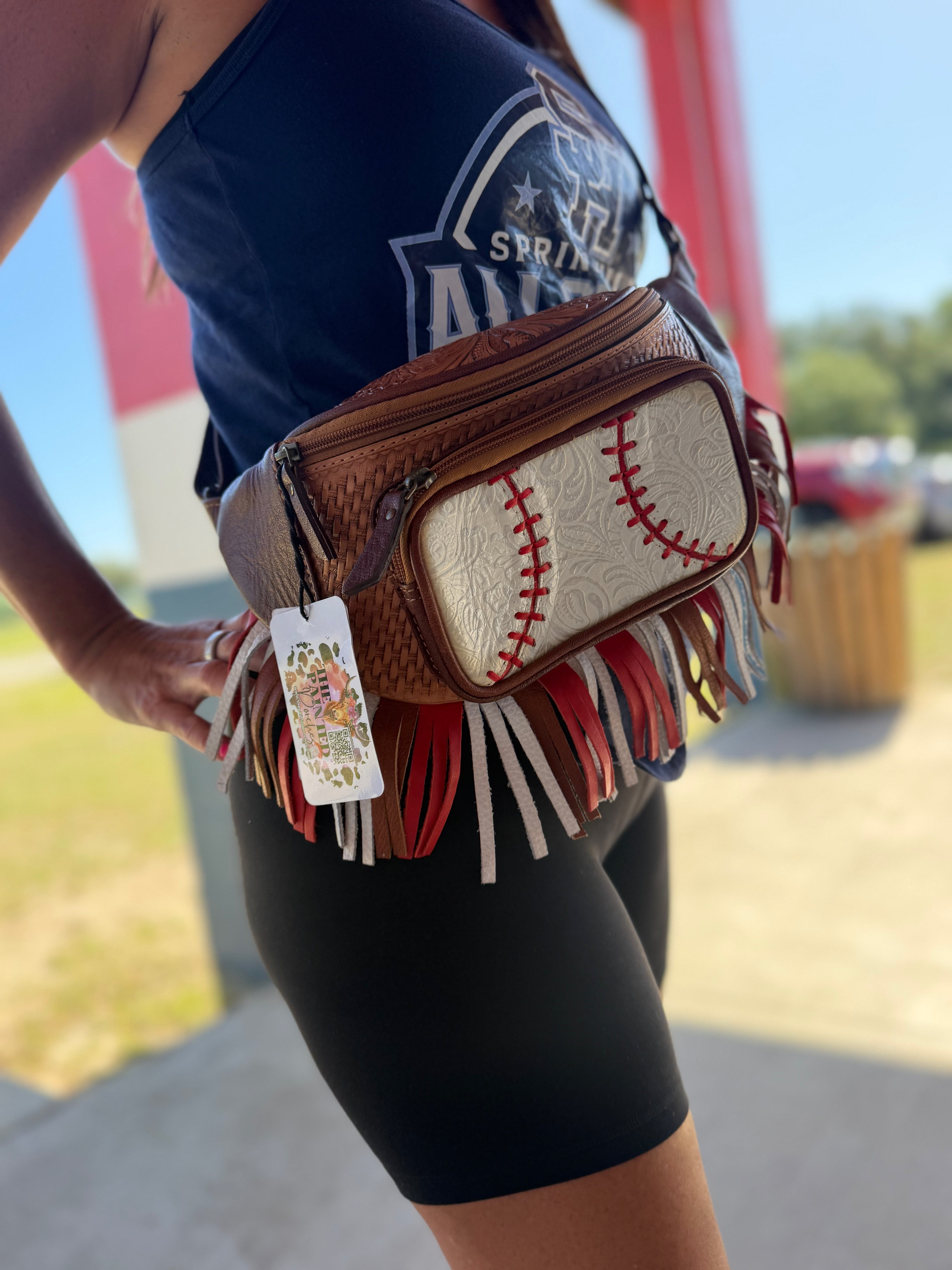 Super high quality Baseball Bum bag with fringe  version 2- exclusively for The Painted Porches