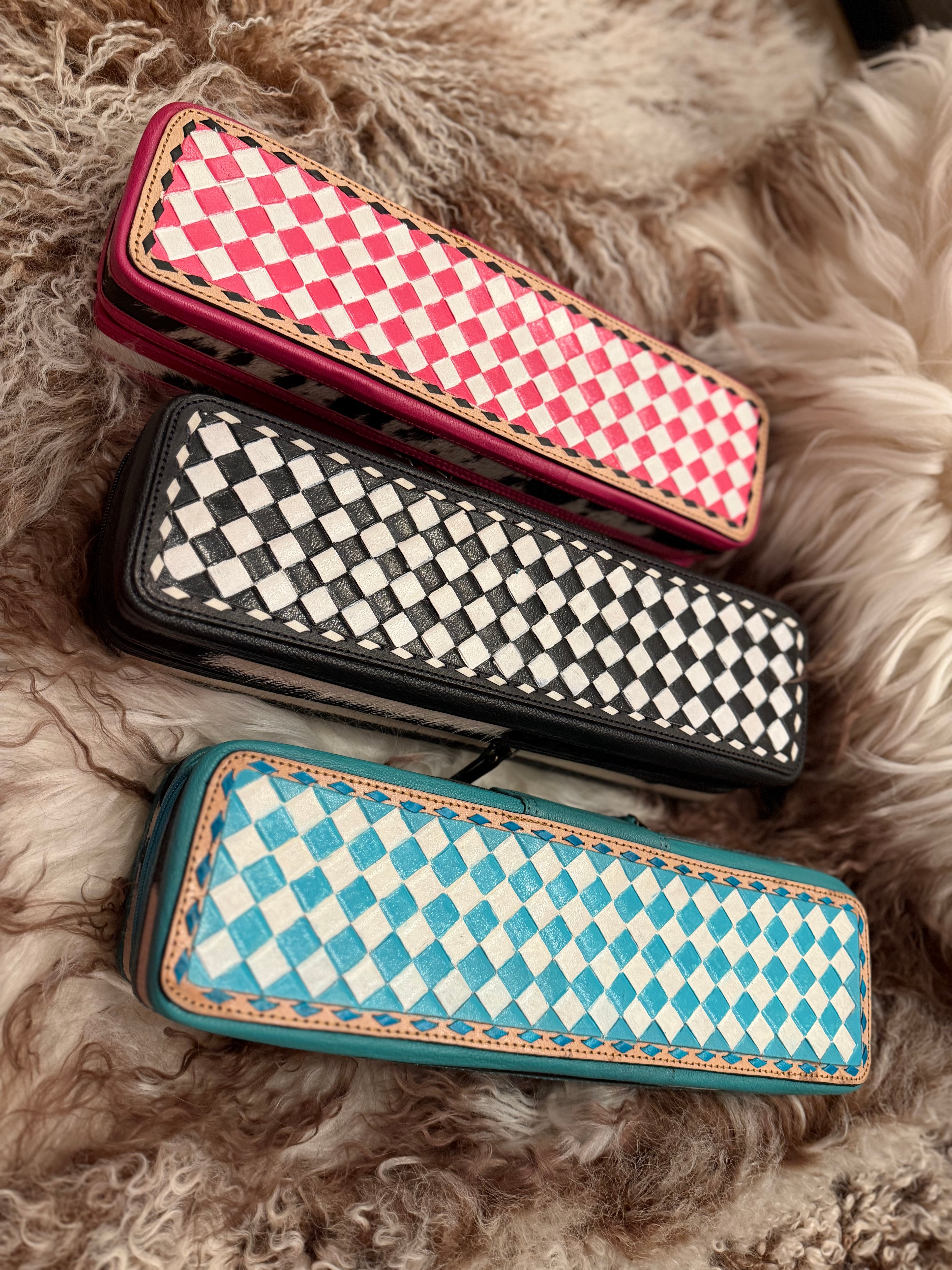 Checker tooled leather hot case
