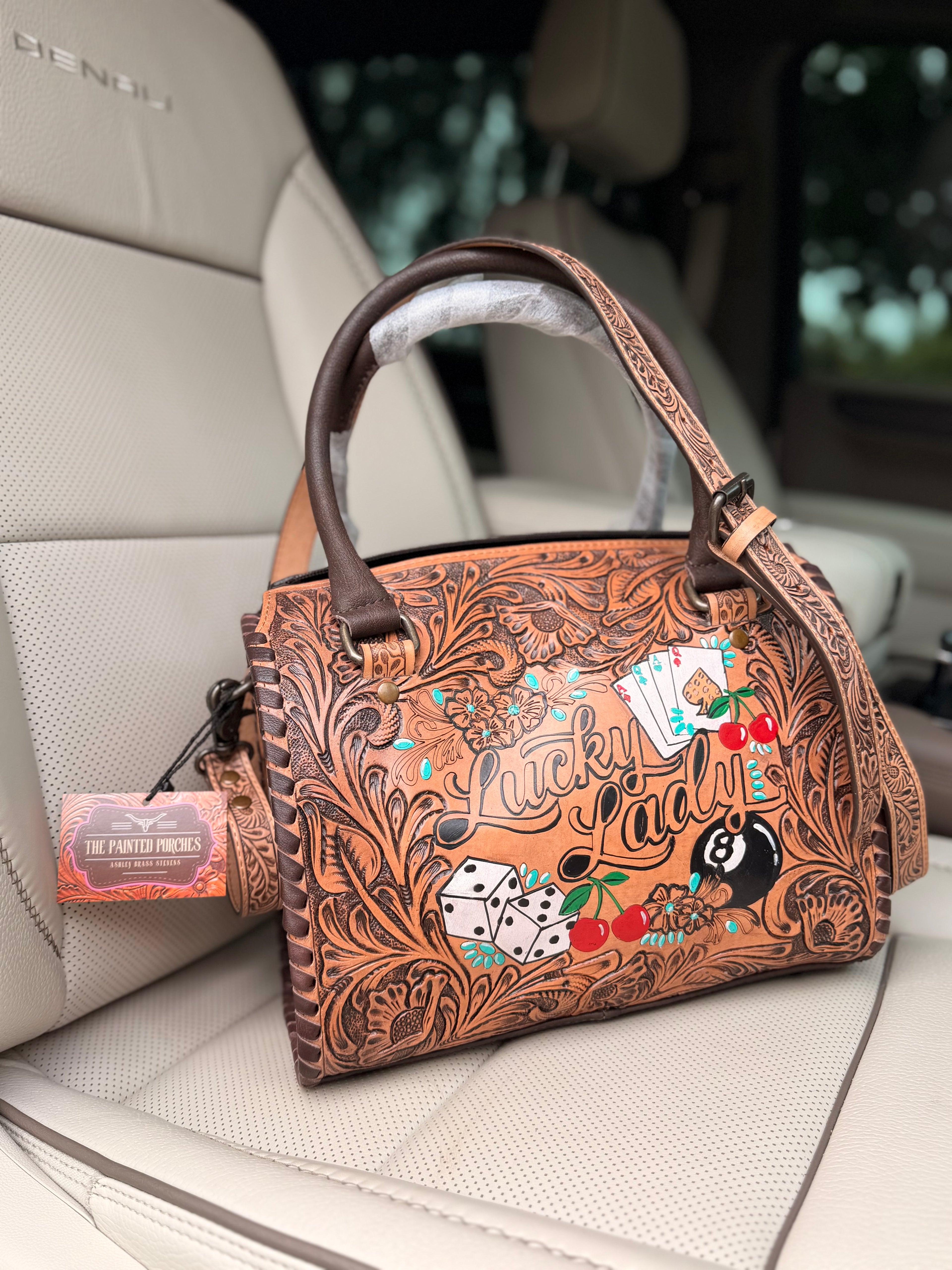 Med/large HAND-PAINTED ARGENTINA LEATHER SPEEDY (very high-quality) exclusive to the painted porches
