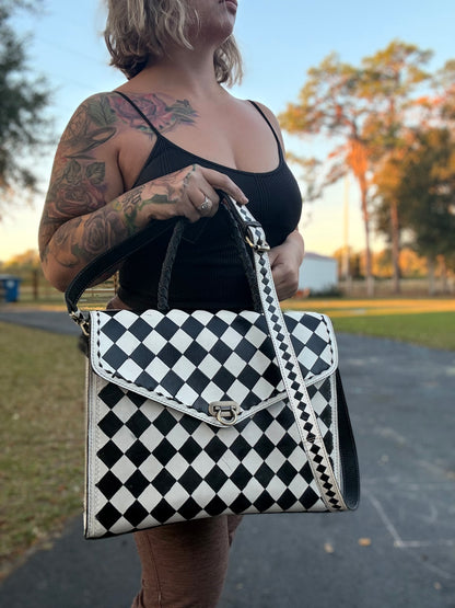 Checker Tote bag 14”x12”x5.5”