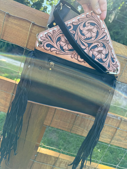 Envelope purse tooled leather