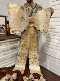 MASSIVE 40" cowhide bow for tree topper - GOLD acid wash (read description fully)