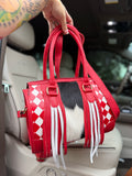 Red/white checker tooled leather speedy (M)