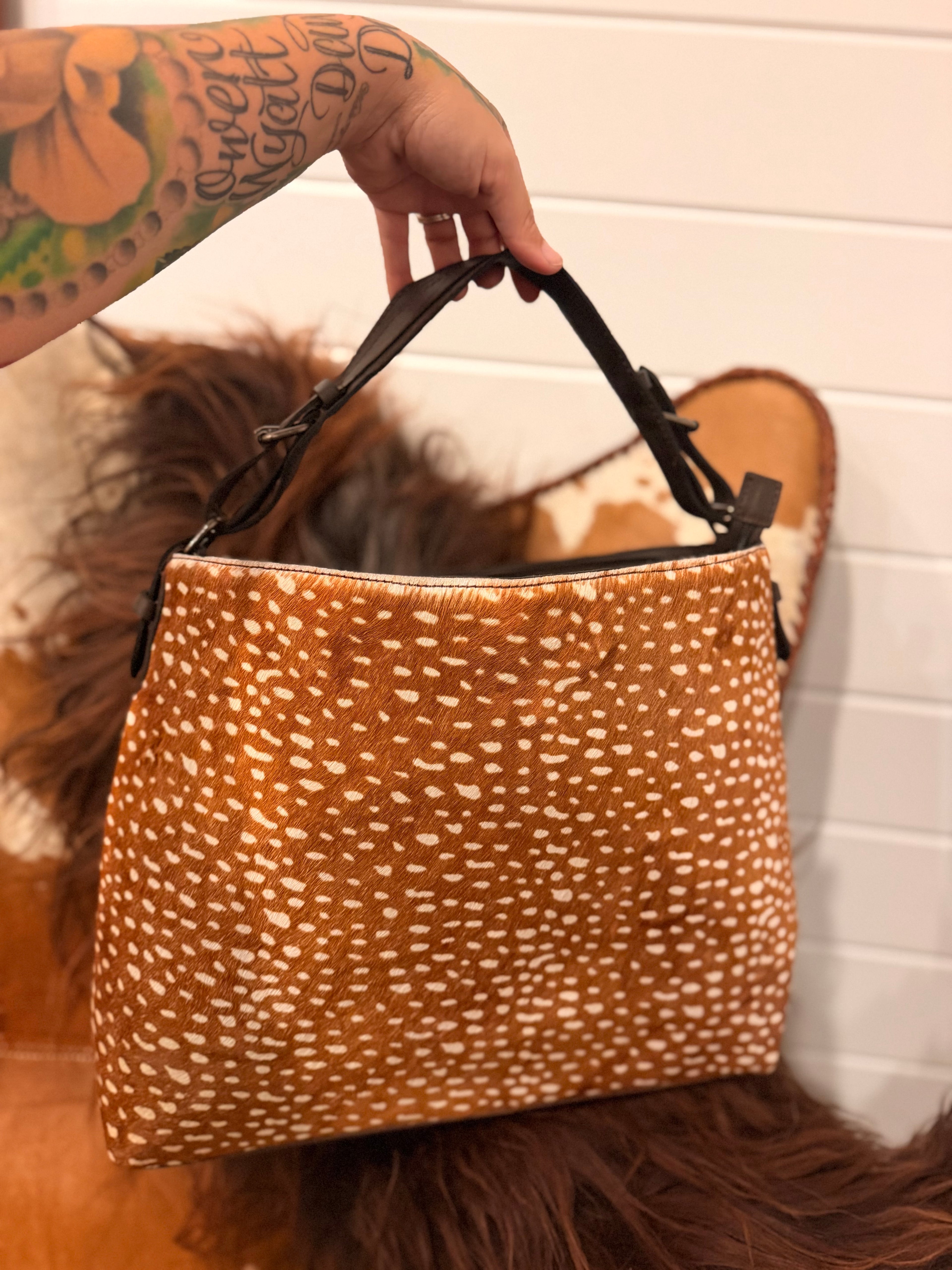 The Prairie Fawn - Bambi cowhide &  leather hobo bag / by The Painted Porches