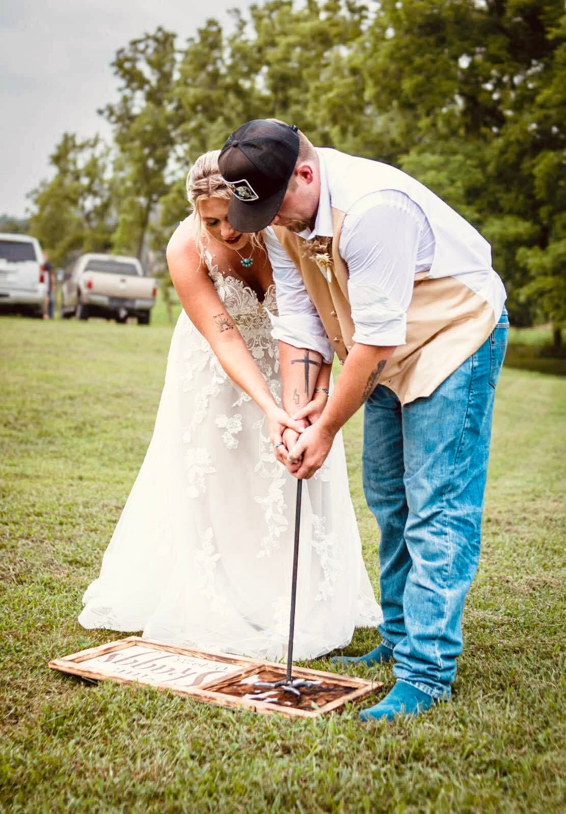 Branding cowhide sign