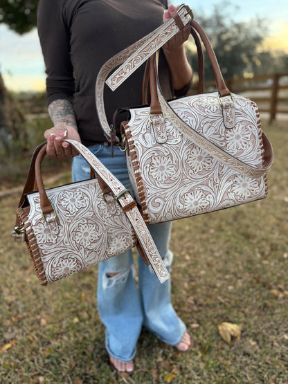 White tooled leather speedy (L)