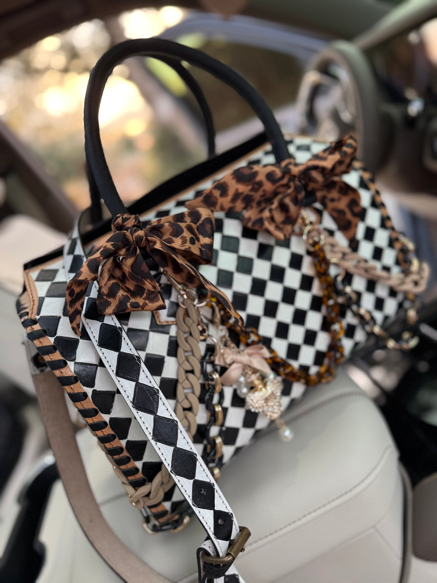 "Wild Card" - checker tooled leather speedy Duffle