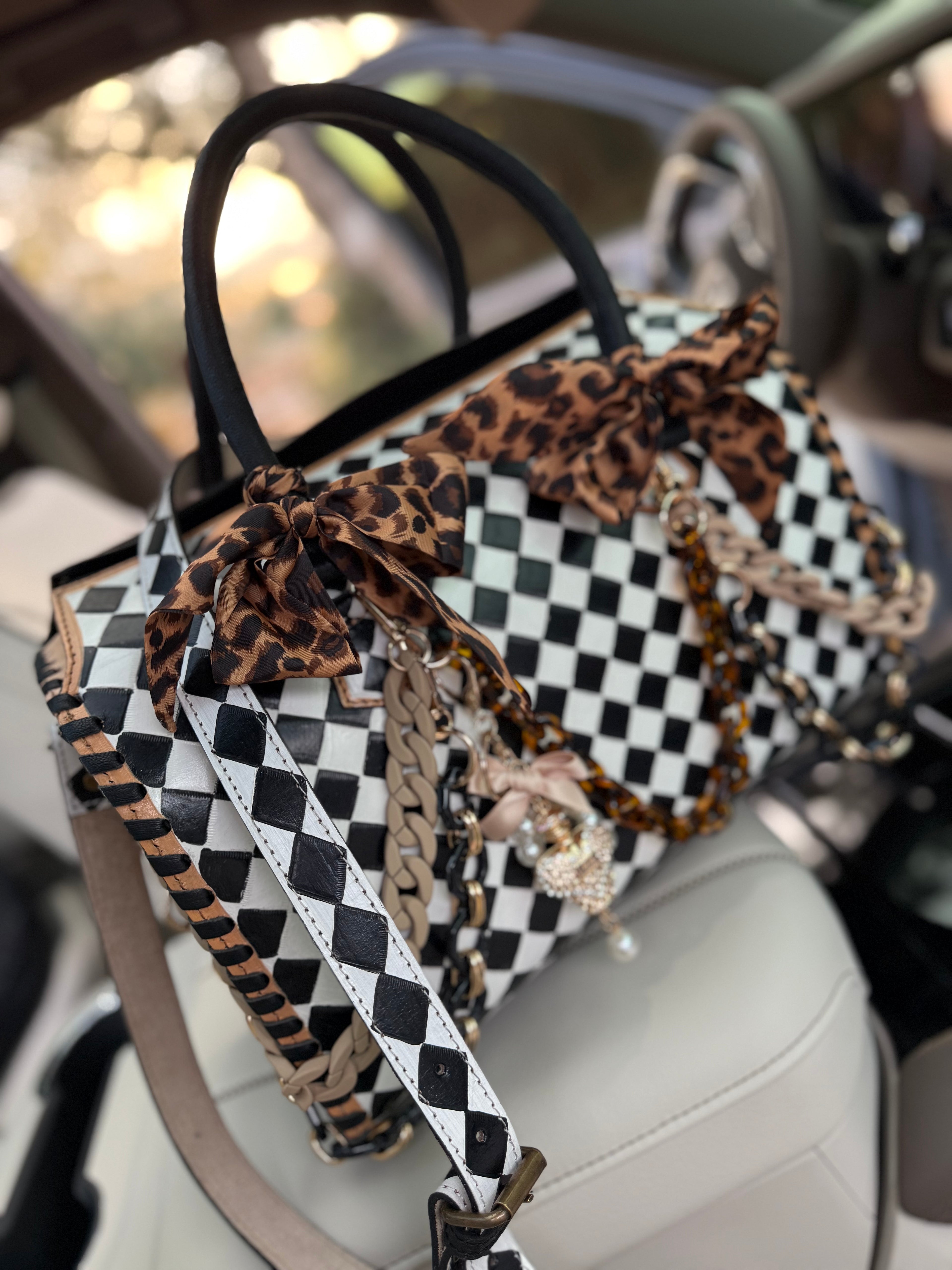 "Wild Card" - checker tooled leather speedy Duffle