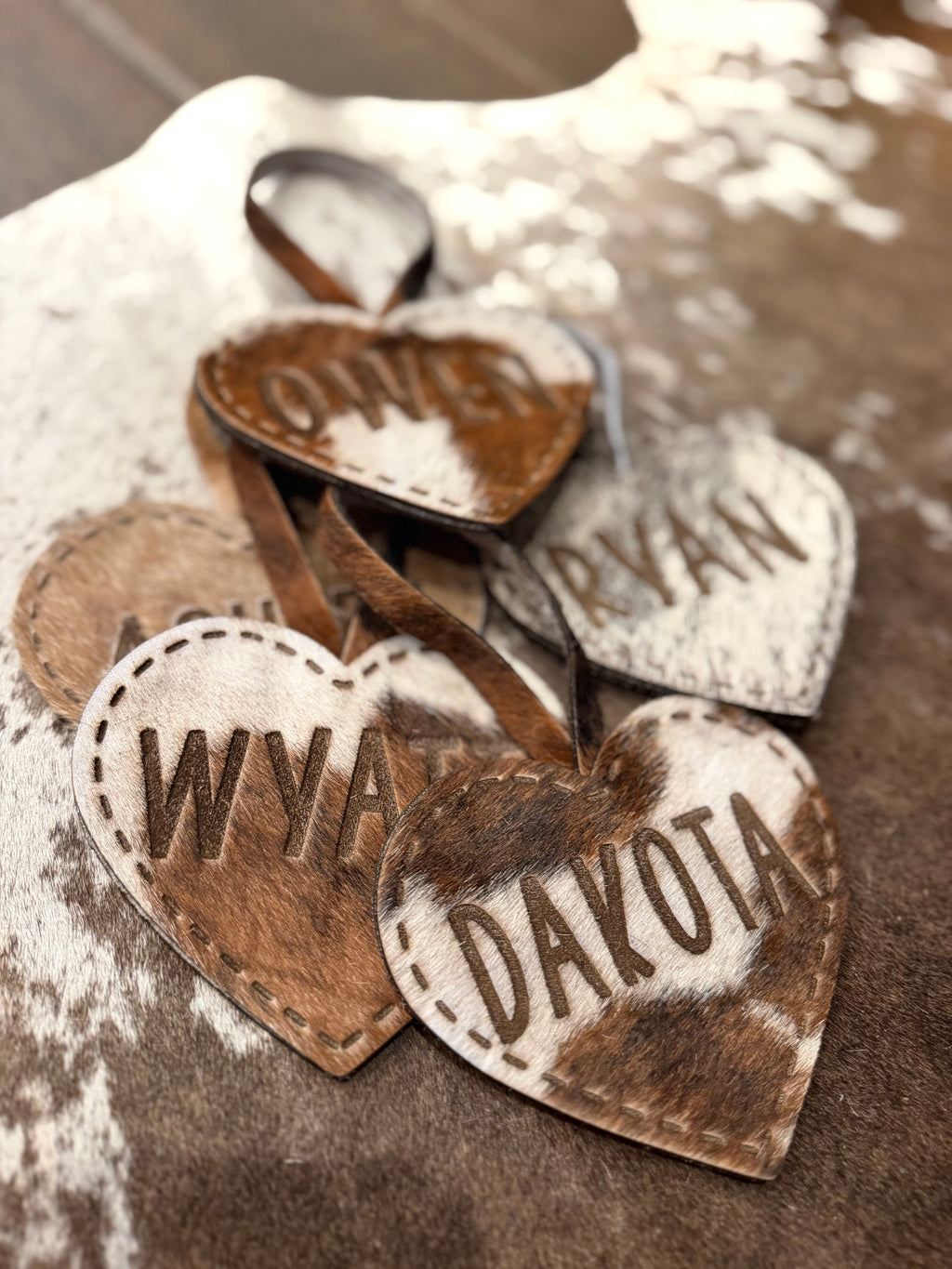 Large cowhide heart ornament - free engraving