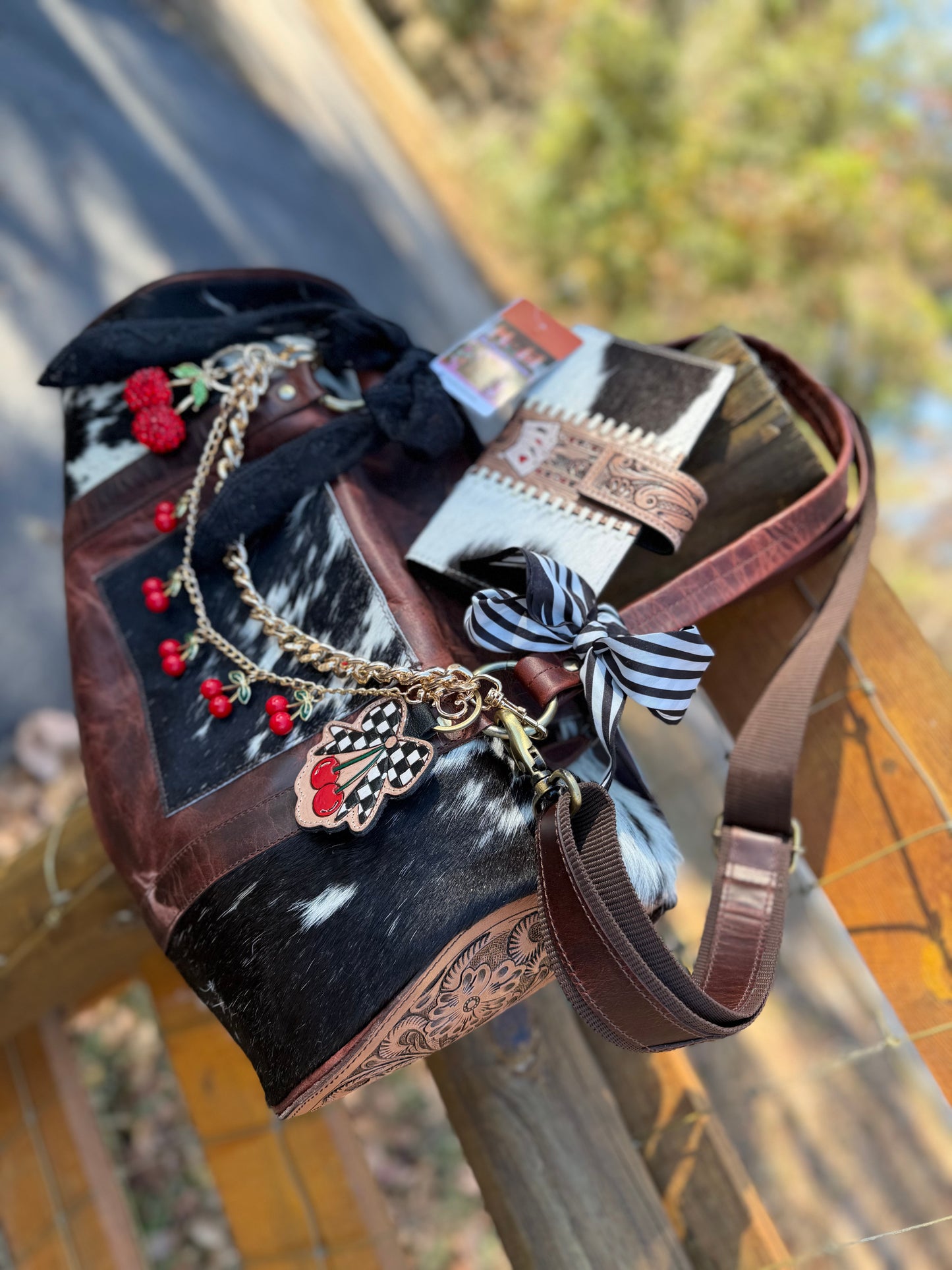 "Desert Dice duffle " - cowhide tooled leather speedy Duffle